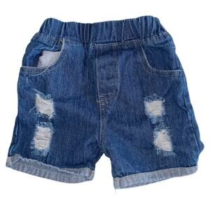 Distressed Elastic Waist Infant Jean Shorts